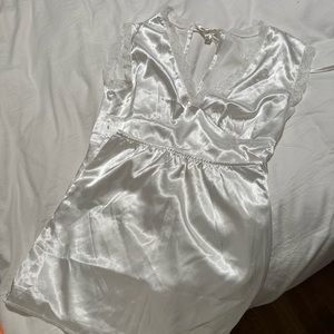 Satin white skirt and top set